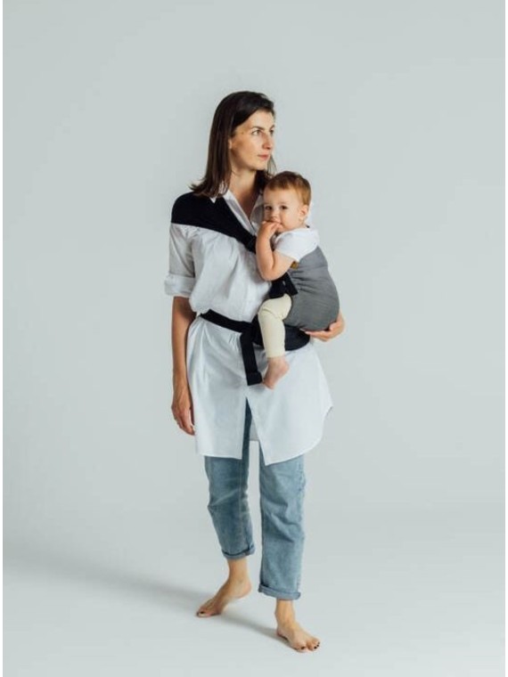 LennyHip (1/2 of LennyTwin), Standard, herringbone, 100% cotton - LITTLE HERRINGBONE OMBRE GREY