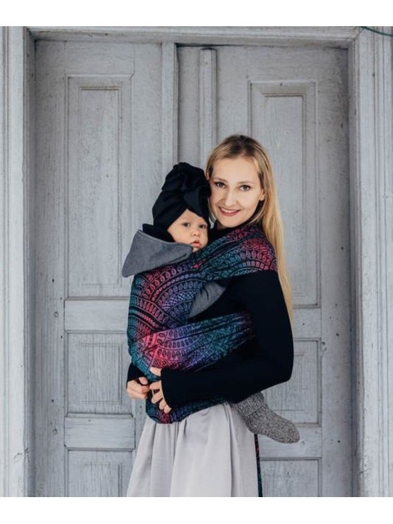 LennyHybrid, Standard, jacquard, (60% cotton, 28% merino wool, 8% silk, 4% cashmere) - PEACOCK'S TALE - BLACK OPAL