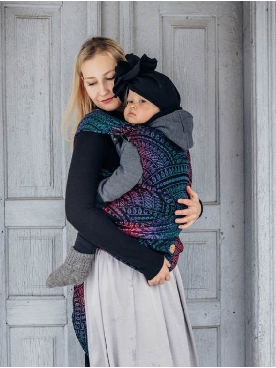 LennyHybrid, Standard, jacquard, (60% cotton, 28% merino wool, 8% silk, 4% cashmere) - PEACOCK'S TALE - BLACK OPAL