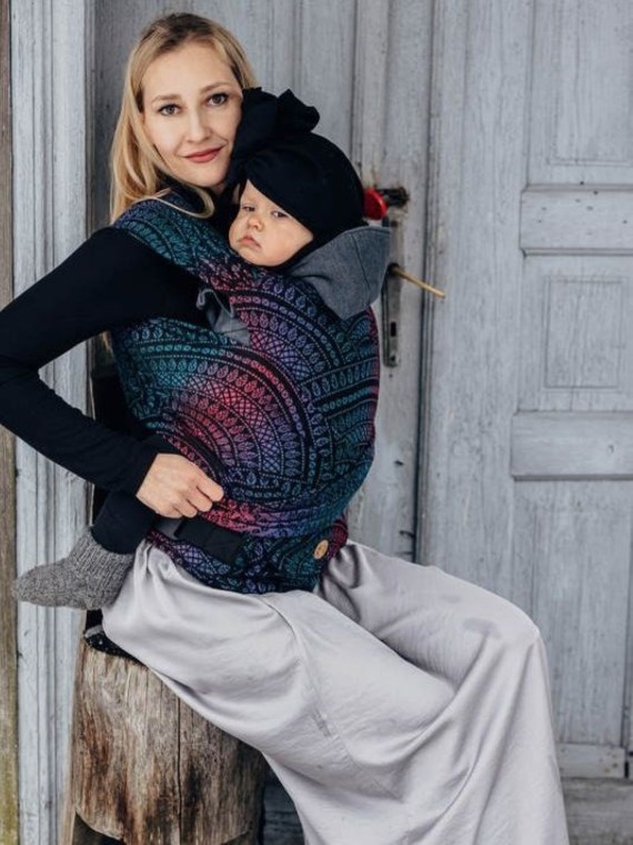 LennyHybrid, Standard, jacquard, (60% cotton, 28% merino wool, 8% silk, 4% cashmere) - PEACOCK'S TALE - BLACK OPAL