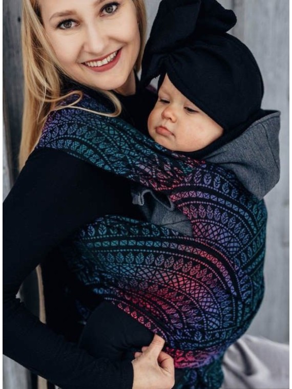 LennyHybrid, Standard, jacquard, (60% cotton, 28% merino wool, 8% silk, 4% cashmere) - PEACOCK'S TALE - BLACK OPAL