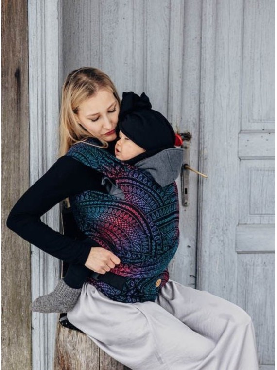 LennyHybrid, Standard, jacquard, (60% puuvill, 28% meriinovill, 8% siid, 4% kašmiir) - PEACOCK'S TALE - BLACK OPAL