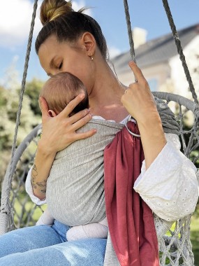 LOVE RADIUS No Knot Little Wrap, Mottled Grey / Pink Rose LOVE RADIUS No Knot Little Wrap, Mottled Grey / Pink Rose